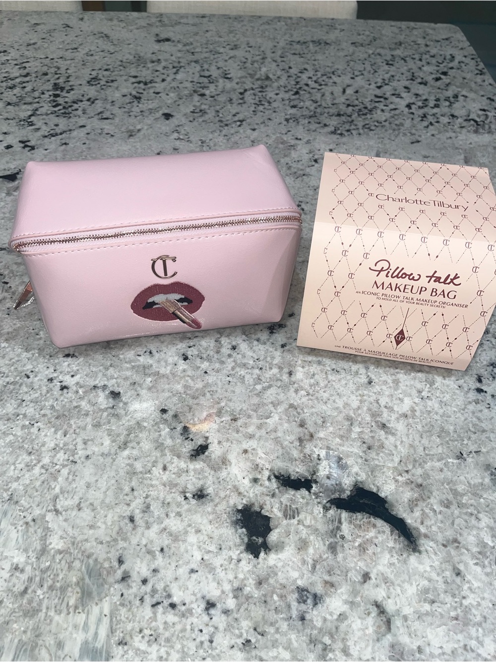 Charlotte Tilbury Pink Pillow Talk Makeup Bag with Lip Embroidery